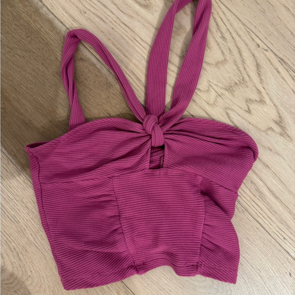 Urban Outfitters Magenta Knotted Tank Top